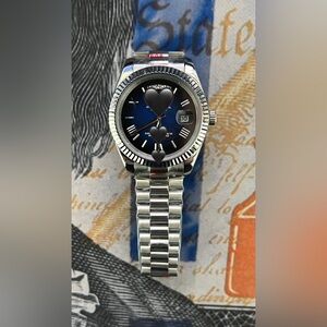 Men’s Luxury Automatic Stainless Steel Watch Blue Ombré Dial 41mm